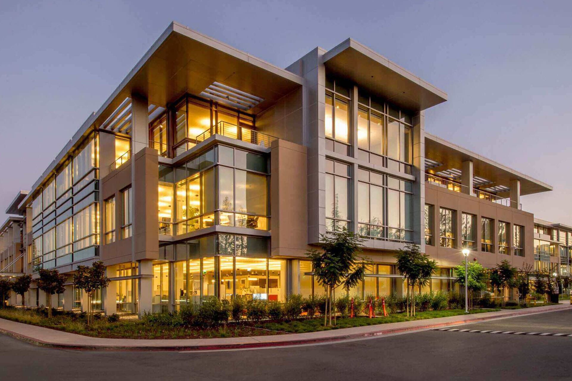 Commercial property — office building at dusk